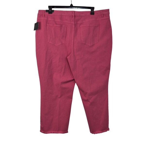 John Mark Women's Jeans Pants 22W Stretch Frayed Raw Fringe Ankle Fuchsia (11) - Picture 4 of 16